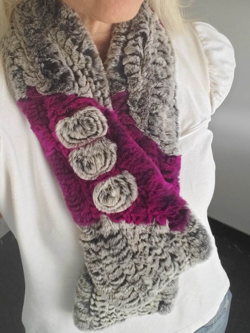 Real Rabbit Fur Scarf Super Soft Vibrant Color